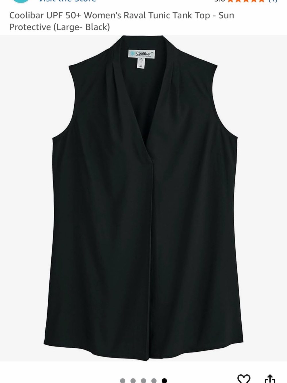 Coolibar Black V-Neck Sleeveless Tunic Tank
